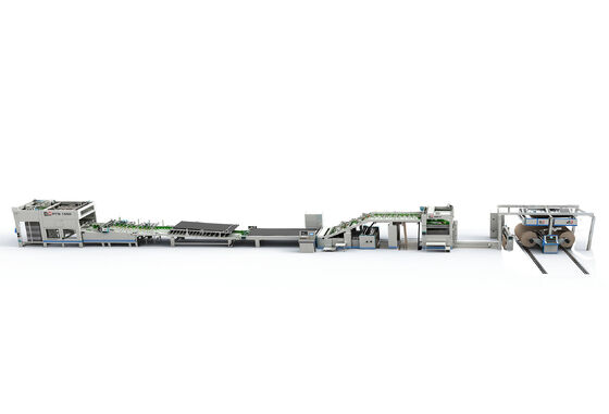 Hochgeschwindigkeits-Inline Single Facer Walzflächenlaminiermaschine mit Rollenzufuhr und präzise Lamination Genauigkeit für die Verpackungsproduktion