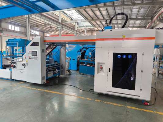 Elektrische Flötenlaminierer-Maschine für Wellpappe, ausgelegt für Papierstärken von 150 bis 800 g/m² und minimale Bogengröße 400 x 380 mm